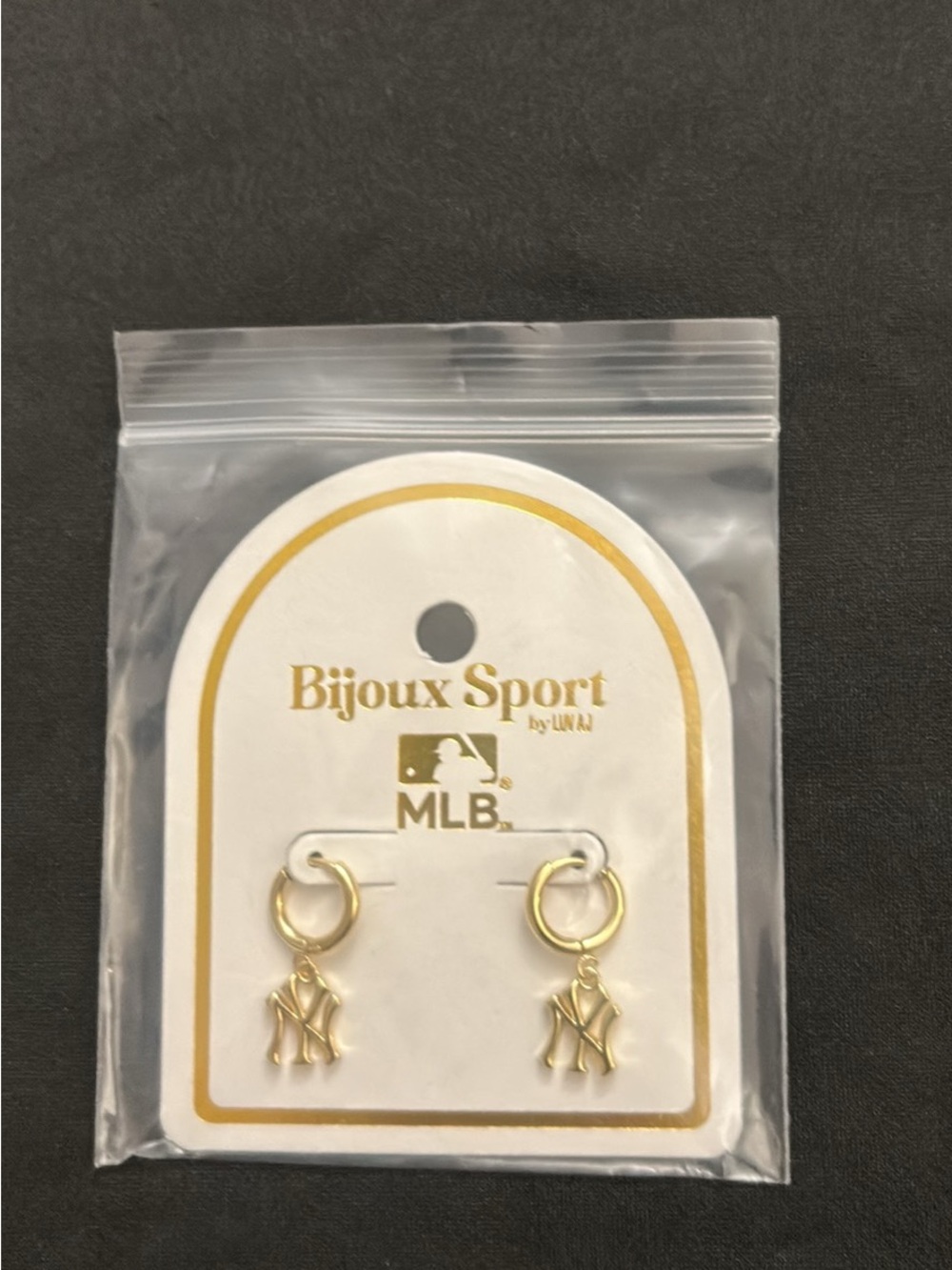 Luv Aj Gold Mini Huggie Earrings with Team Charm